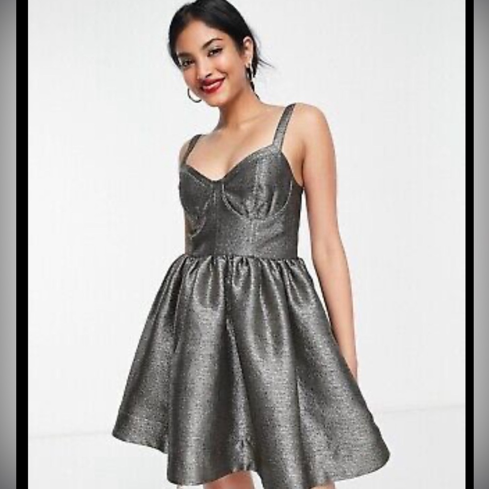Allsaints Aimsie Metallic Mini Dress In Gold-New with tag!